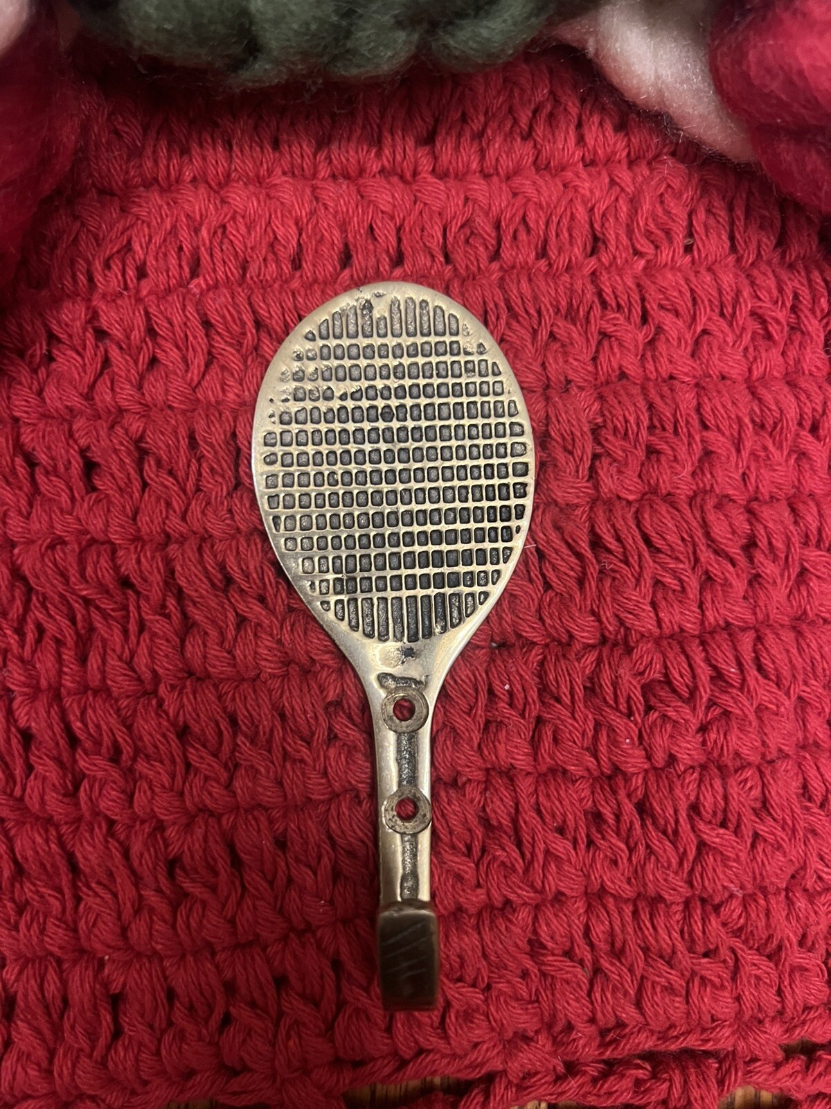 Tennis Racket brass hook vintage