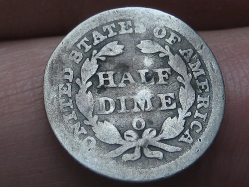 1859 O Seated Liberty Half Dime- New Orleans, About Good Details