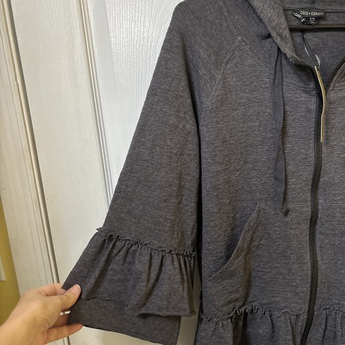 NWT Coco + Carmen Ruffled Zip Up/Hooded Light Weight Coat S/M - Picture 5 of 11