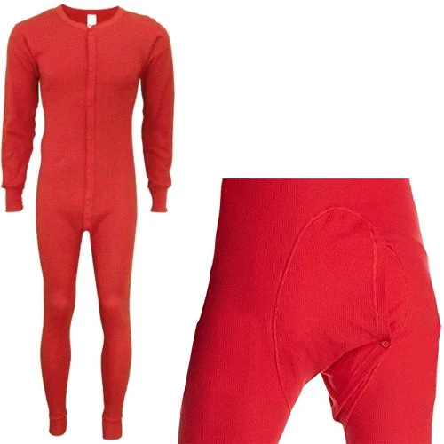 Red Union Suit Thermals One Piece Long Johns Full Body Warm Winter Pajamas