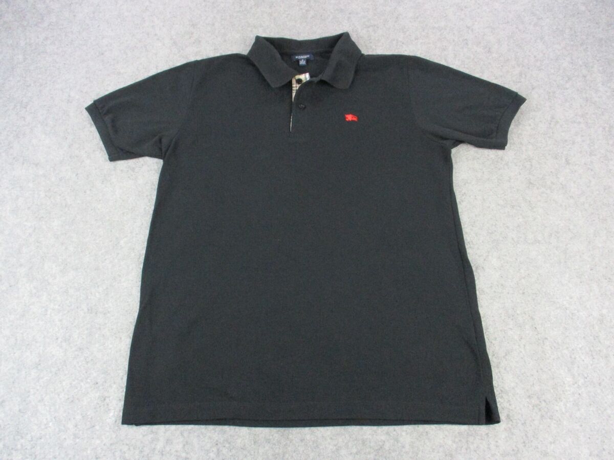 Burberry Polo Shirt Mens Small Black Red London Nova Check Collar Rugby Golf Burberry Polo Shirt Mens Small Black Red London Nova Check Collar Rugby Golf
