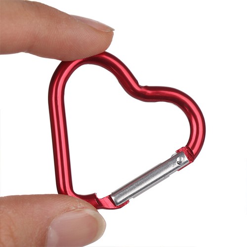 2 pz moschettone alluminio a forma di cuore portachiavi clip gancio a scatto campeggio - Foto 15 di 25