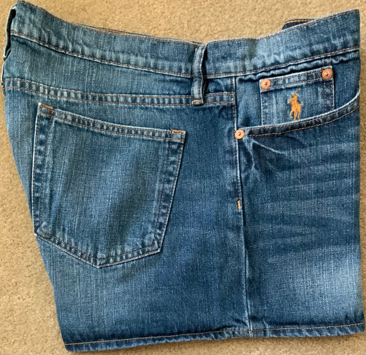【★Ralph Lauren★Women's Vintage Denim Short Pony刺繍入り】 Vintage '01 Ralph Lauren Denim Shorts Sz 14 Tan Embroidered
