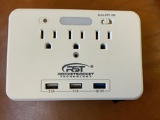 CRST Wall Mount 3-Outlets with 2USB 1 3.0 QC Ports, Auto Sensor Night-Light.