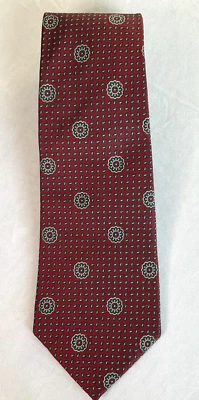 Kenneth Gordon New Orleans Mens 100% Silk Necktie Maroon Blue Made In USA 57" - Image 1 of 4