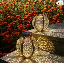 Solar Lanterns Outdoor Hanging Solar Lights Decorative Garden Lights 2 Pack