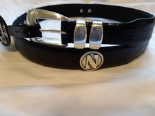 Men's Black Genuine Leather Belt With Northwestern University Conchos Size 28 R+