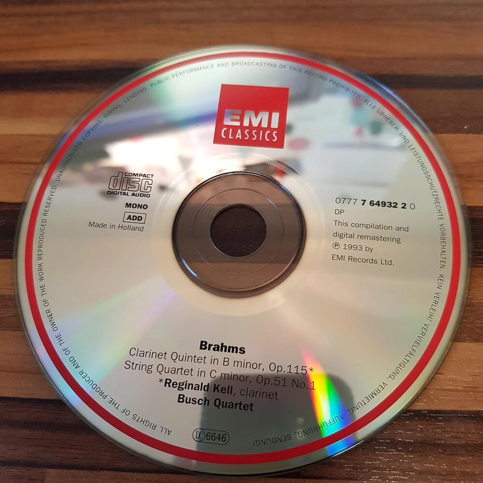 BUSCH QUARTET: Brahms Klarinettenquintett NL > EX/EX(CD) - Bild 2 von 3