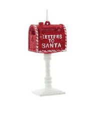 Red and White Letters To Santa Mailbox Ornament