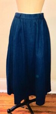VTG 80'S HUNTER BLUE JEAN FULL HIGH WAIST PLEATED DENIM PRARIE SKIRT 10 S/M