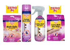 Zero in Clothes Moth Killer Aerosol Spray, Clothes Moth Strips, Trigger Spray