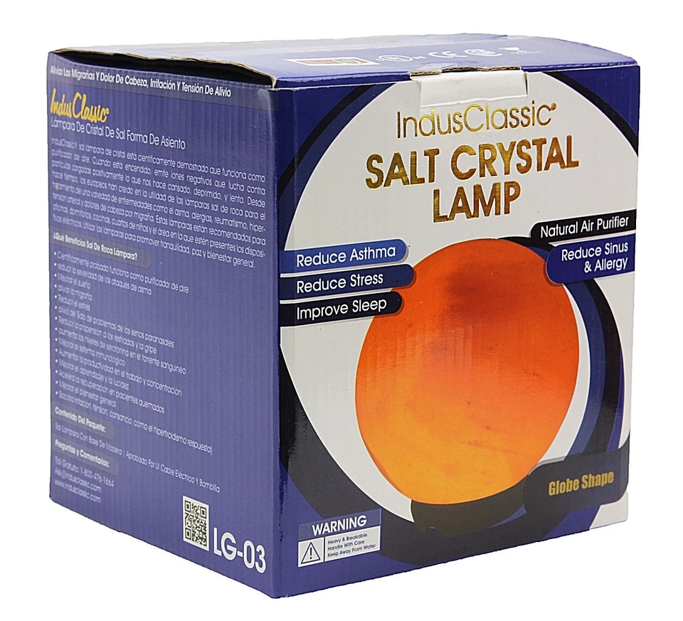 Indus Himalayan Salt Globe Night Light Lamp Ionizer Air Purifier - Image 2 of 2