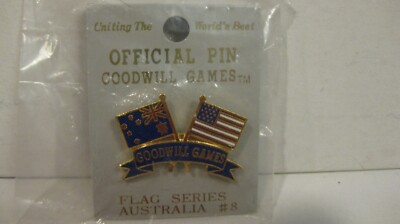 1990 Seattle Goodwill Games Flag Series USA Australia Lapel Pin Tie Tac