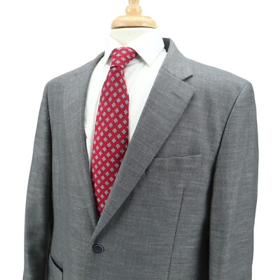 Nautica Recent Hopsack Gray Light Structure Poly Blend Blazer Sport Coat 44R