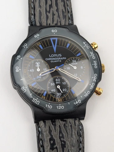 Vtg NEW OLD STOCK Lorus Analog Chronograph Quartz Watch 37mm V654-8010 Rare