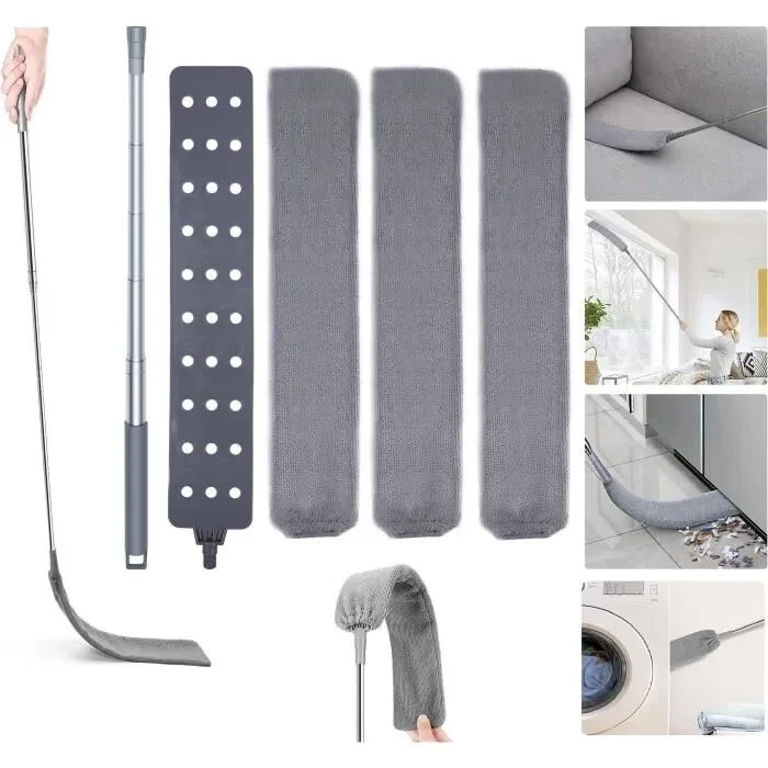 Plumeau télescopique microfibre rétractable et lavable pour maison