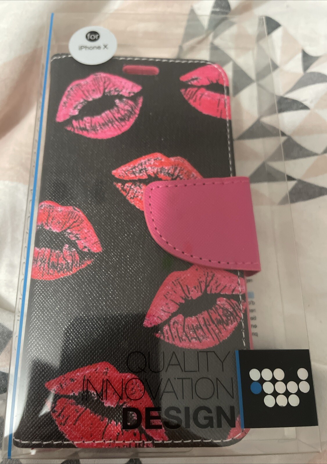 iPhone X XS 10S Red Lips Kisses Card Wallet Case Cover