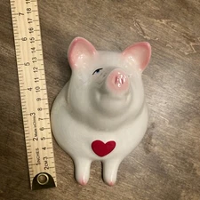 Vintage Pig Wall 3D Decor White With Pink Red Heart ❤️ 