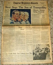 APOLLO 11 1969 LIFT-OFF TO MOON EUGENE REGISTER-GUARD NEWSPAPER ASTRONAUT ART