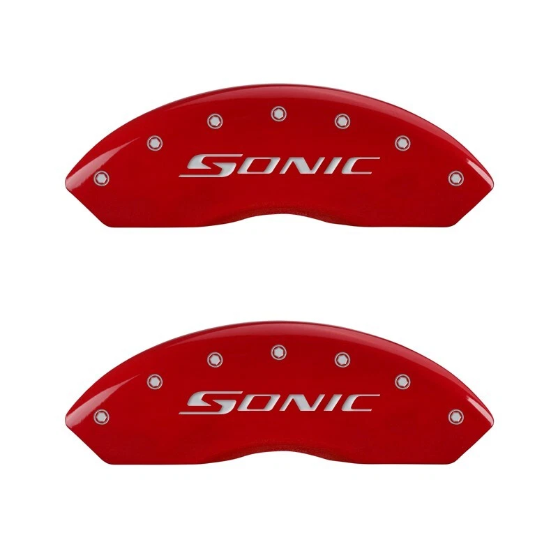 Juego de 2 cubiertas de pinza de disco de freno MGP rojas delanteras Chevrolet Chevy "Sonic" 2012-2020 Foto 2 de 4