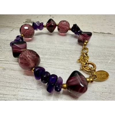 Vintage 70er Jahre Miriam Haskell Givre Glas & Amethyst Armband