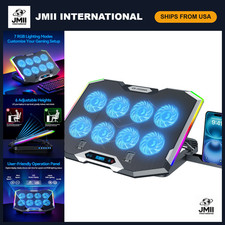 8-Fan Gaming Laptop Cooling Pad for 15-17.3" Notebooks, RGB, Adjustable Height,