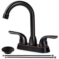 4" Two-Handle Centerset Bathroom Lavatory Faucet with ABS Pop-Up Drain, Oil-R...