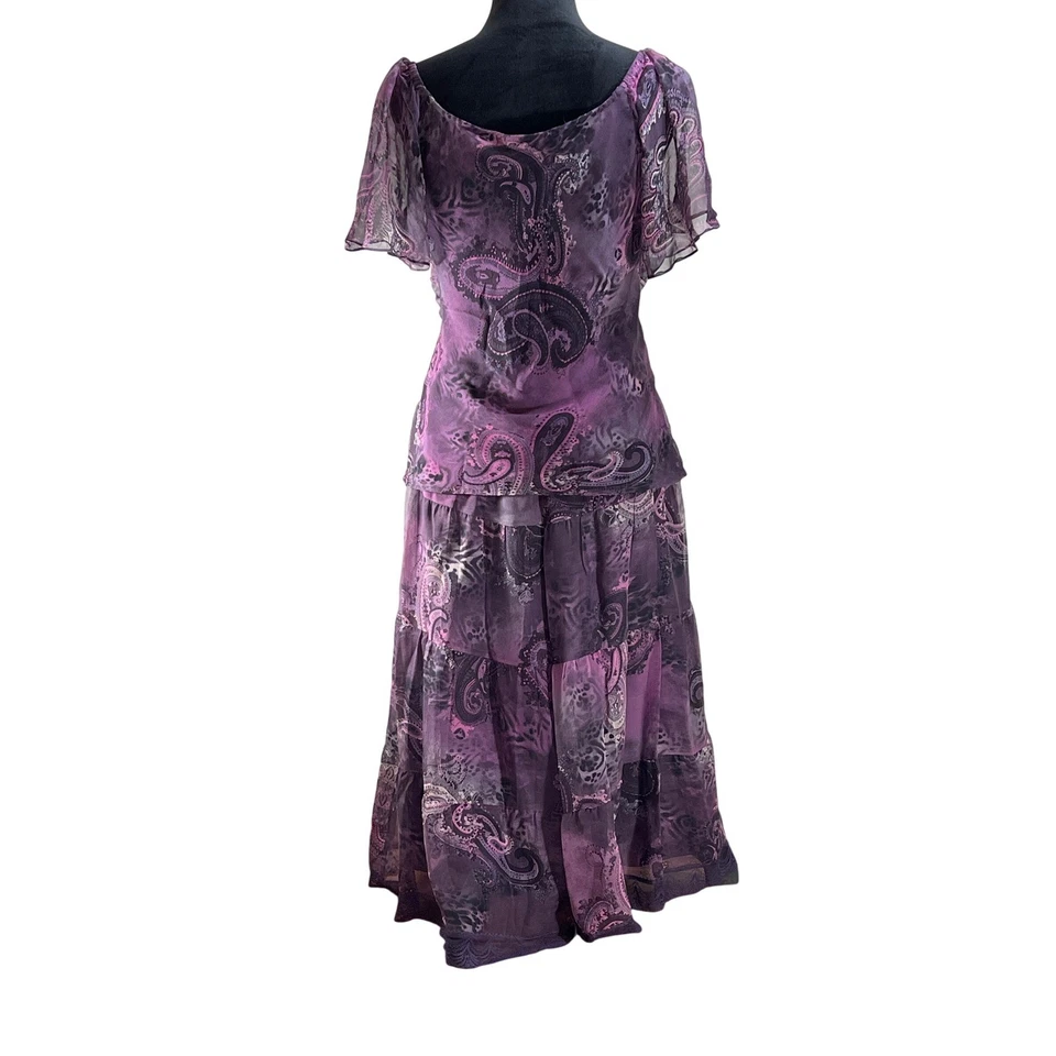 Boho Tiered Maxi skirt top M Silk whimsical fairy boho whimsigoth witchy fairy - Image 3 of 4