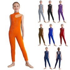 Kids Girls Unitard Competition Bodysuit Performance Jumpsuit Figure Skating