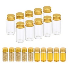 10ml Clear Glass Vials 20 Pack Small Liquid Sample Vial with Screw Caps, Golden