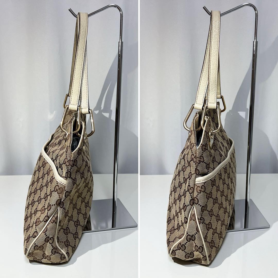 GUCCI GG Canvas Tote Bag Shoulder Bag Beige Authentic Vintage thumbnail 8
