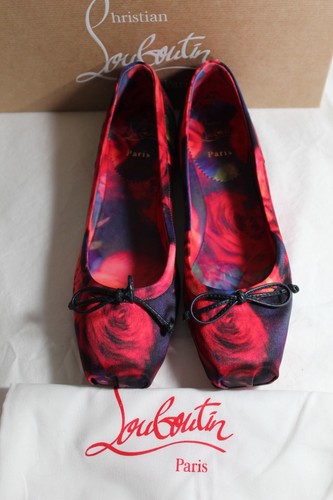 NWB Christian Louboutin Rose Roses Mamadrague Bow Silk Ballet Flats Flat 40 - Picture 3 of 8