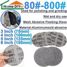 Schleifpapier 3 ~ 6 Zoll Aluminiumoxid Nass & Trocken Mesh Schleifmittel Beflockungsscheibe 80-800 Korn