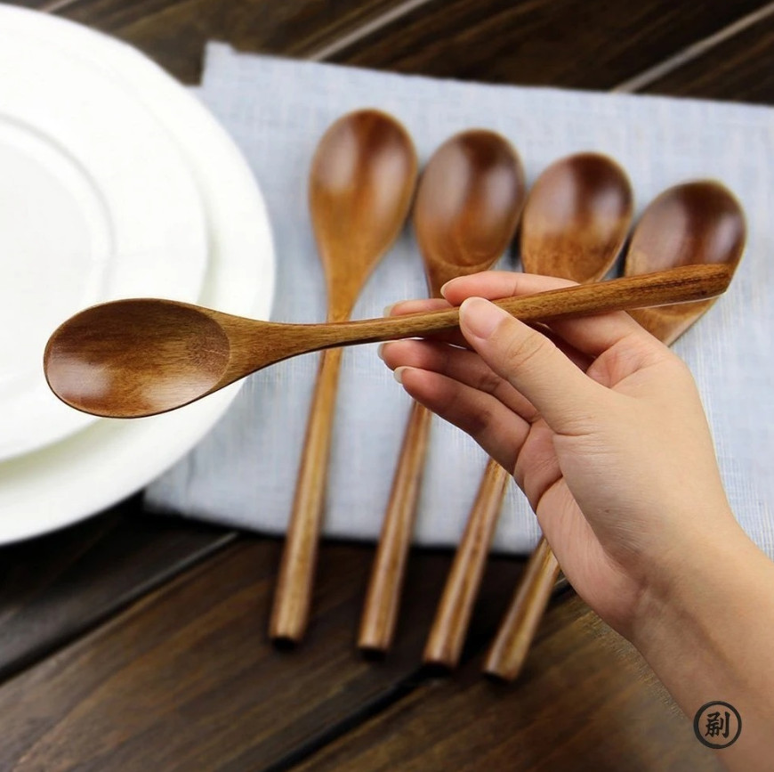 5pcs Wooden Spoon & Fork Tableware Set – Natural Eco-Friendly Cooking Utensils