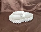 Vintage Fenton Milkglass Hobnail Divided Candy Dish Excellent