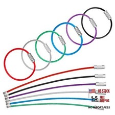 4 Inch Wire Keychain Cable Heavy Duty Stainless Steel Key 4" 6-color 12pack