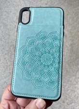 iPhone Xs Max Wallet Phone Case Card Holder Flip Cover Shockproof ProtectionTeal