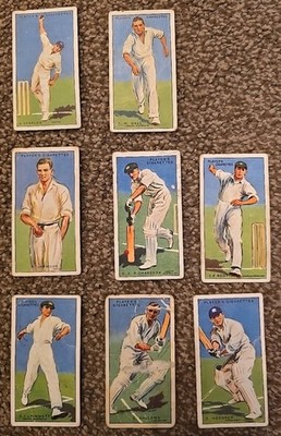 Vintage: 1930. ''Kricketspieler 1930''. Player. Zigarettenkarten. 8 Karten