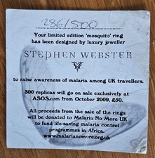 Stephen Webster Moskito Ring - Red Jewel - verstellbare Größe limitierte Auflage 286 von 500