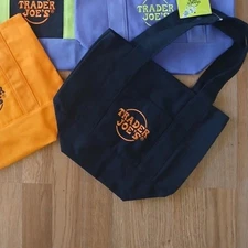 Trader Joe’s 1 black Mini tote book grocery  heavy cotton canvas bag