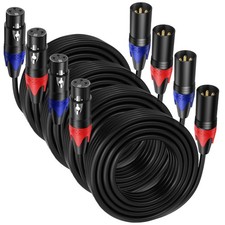 4 Pack, 50 FT XLR Male to Female Cable Professional Balanced Microphone Lead ...