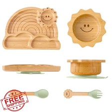 MingHoYo Baby Bowl Plate Set Rainbow-Powder Green