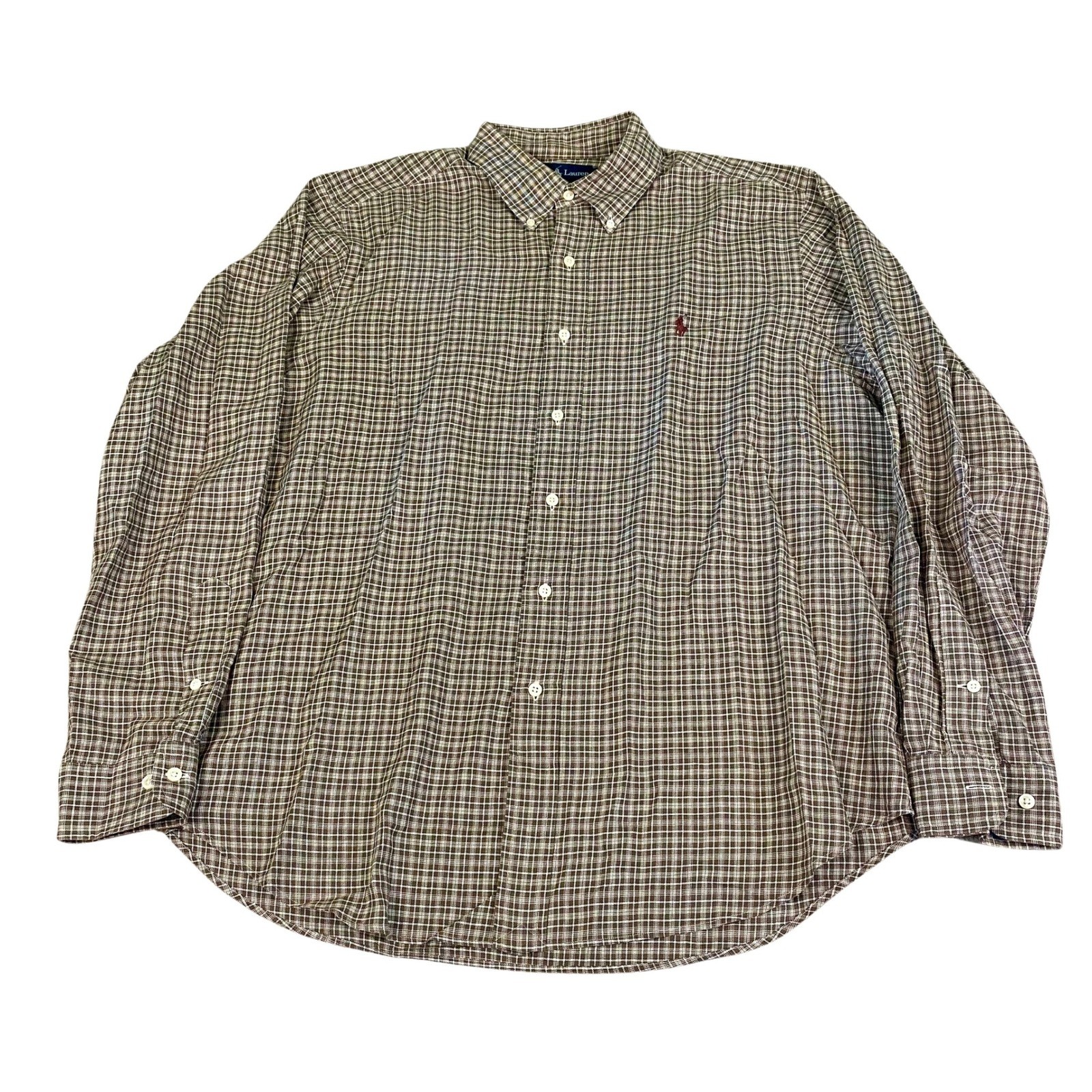 Camicia Ralph Lauren a quadri pony con bottoni vestibilità classica manica lunga marrone 16 34