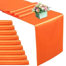Orange Satin Table Runner - 10-Pack 12x108 Inches | Versatile Silk Fabric for...