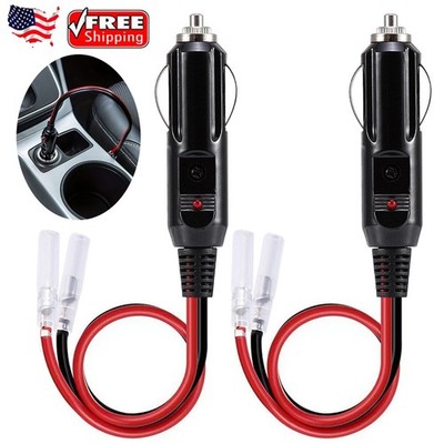 12v 15a male plug cigarette lighter 2-Pack Car Plugs, Car Adapters, with 8 Fuses stripped wire ends and included terminals make connecting to your devices quick and hassle 12Volt Replacement Cigarette Lighter Male