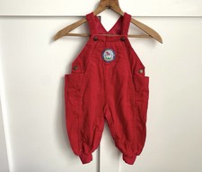 Vintage OshKosh Red Corduroy Boys Kennel Klub Bib Overalls Puppy Size 24 Months