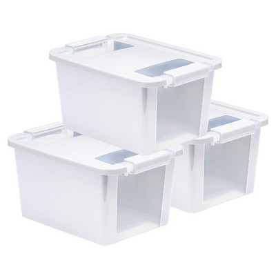 Set of 3 Small VersaBox Plastic Organization and Storage Box with Secure Latc...