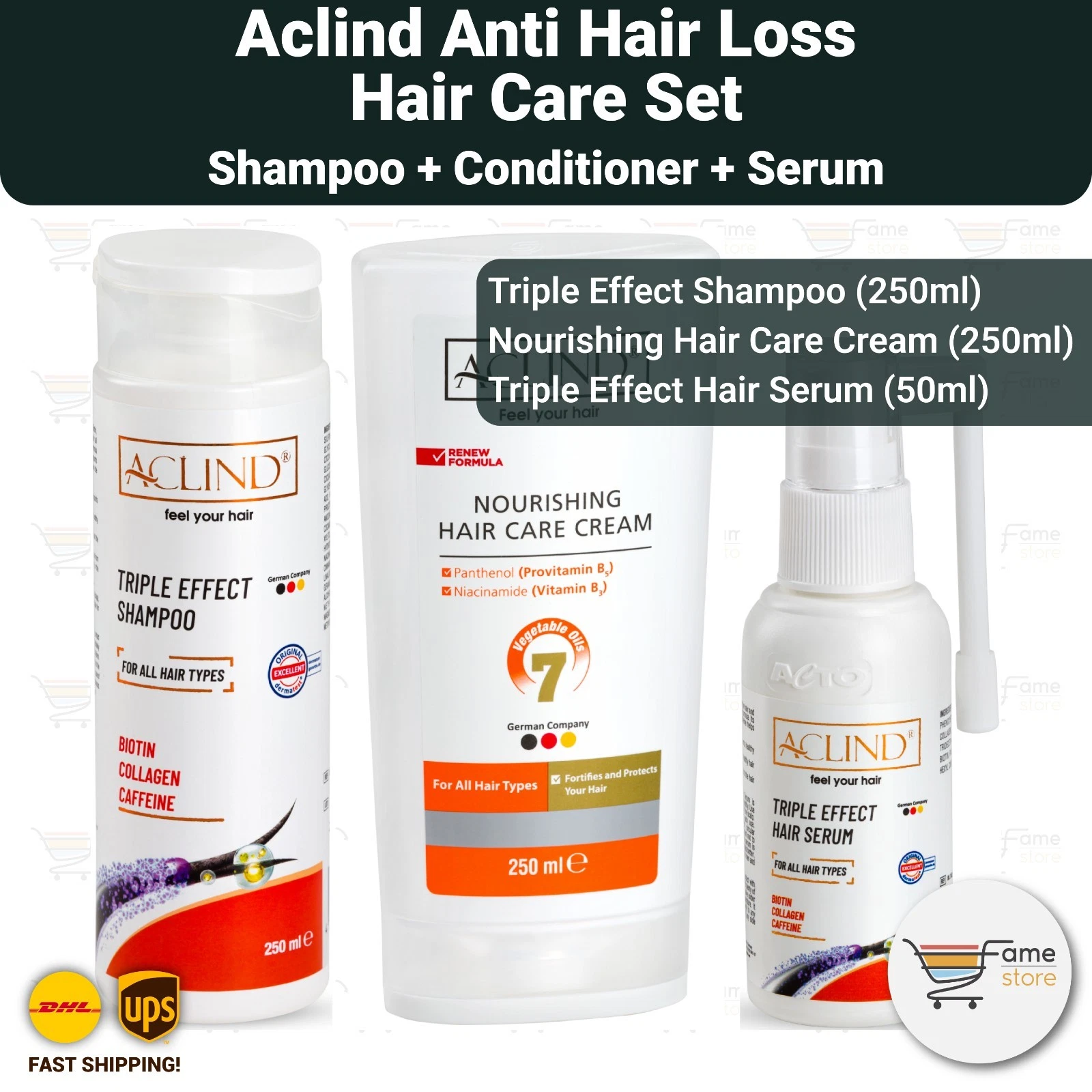 Aclind Anti Hair Loss After Hair Transplant Care Set (Shampoo + Serum + Cream)