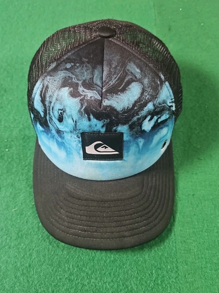 Quiksilver Blue Black Wave Surf Hat Cap / Adjustable Snapbac