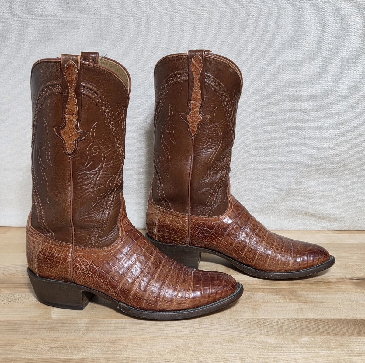 NEW! Lucchese Rudy Western Boots Chocolate, Peanut Butter Leather Cowboy SZ 9.5D Black Jack Hippo main image 2